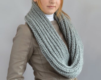 Scarf Knitting Pattern // Infinity Scarf Pattern, Easy Knit Scarf Pattern, Bulky Knitting Pattern, Giant Knit Scarf Pattern Cowl Women Scarf