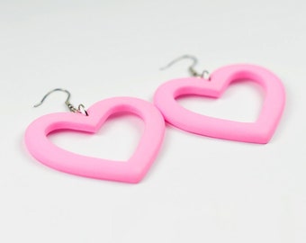 Big Pink Heart Earrings Jennifer's Body Pink Heart Hoop Earrings