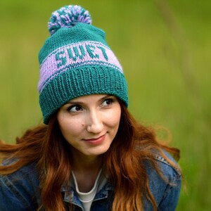 Custom Beanie Pom Pom On Top Name Beanie Personalized Beanie Knitted Name Pom Pom Hat Personalized Knit Winter Hat With Name Gift For Mom