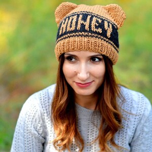 Custom Beanie with Bear Ears Name Beanie Personalized Beanie Knitted Name Hat Personalized Knit Winter Hat With Name Gift For Her Him