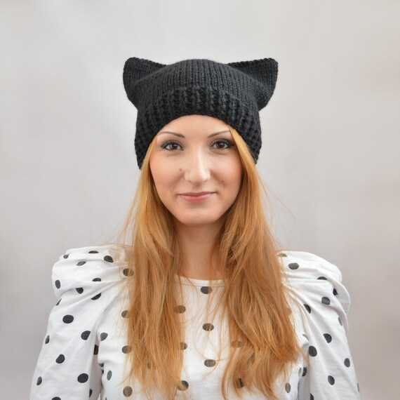 Cat Hat Womens Hat Cat Ear Beanie Cat Ears Bonnet Femme Bonnet Chat Ear Hat  Strickmütze Katze Ears Beanie Knit Hat Mütze Katze Knit Beanie 