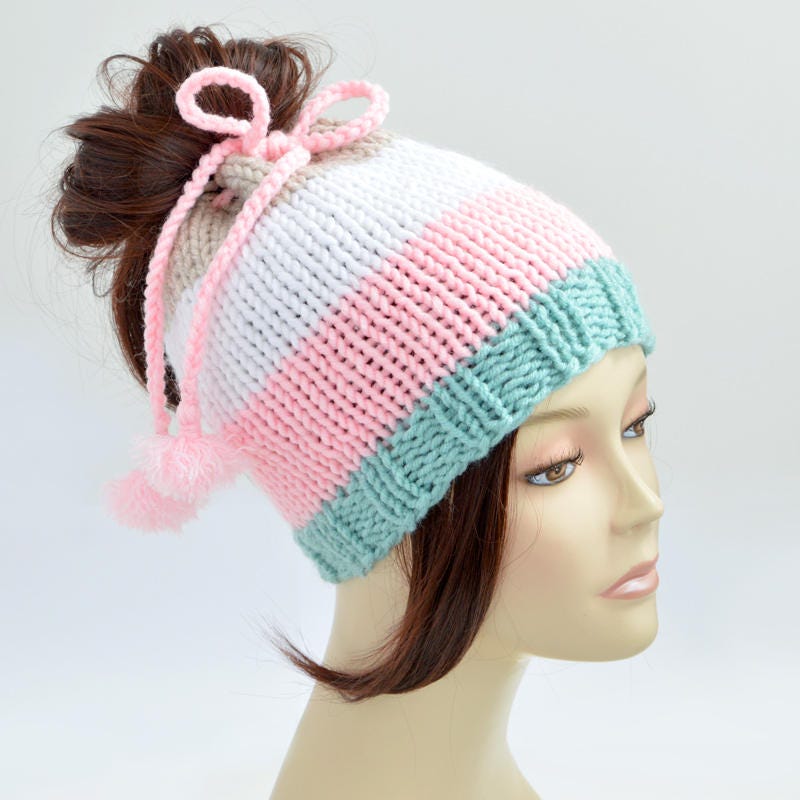 Fairy Kei Hat Pattern // Ponytail Hat Knitting Pattern Tassel | Etsy