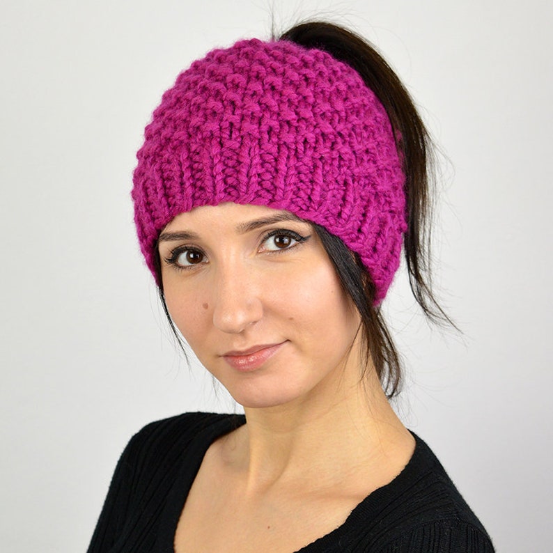 Soft Knit Beanie With Ponytail Hole Womens Knit Beanie Hats Etsy