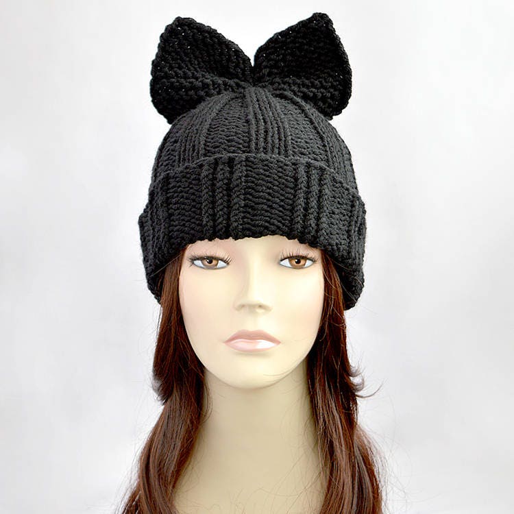 Bow Hat Knitting Pattern // Hat Pattern Woman Hat With Bow Etsy