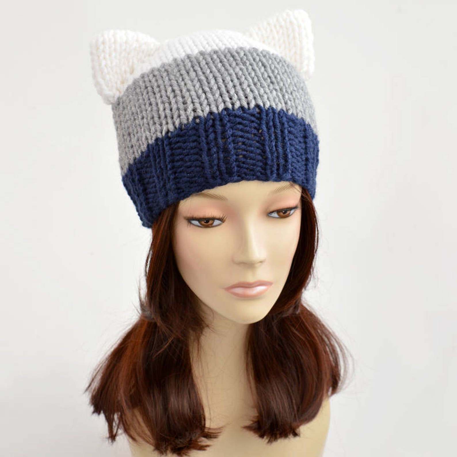 Strip Cat Hat Cat Ear Beanie Strip Hat Cat Ears Cat Ear Etsy