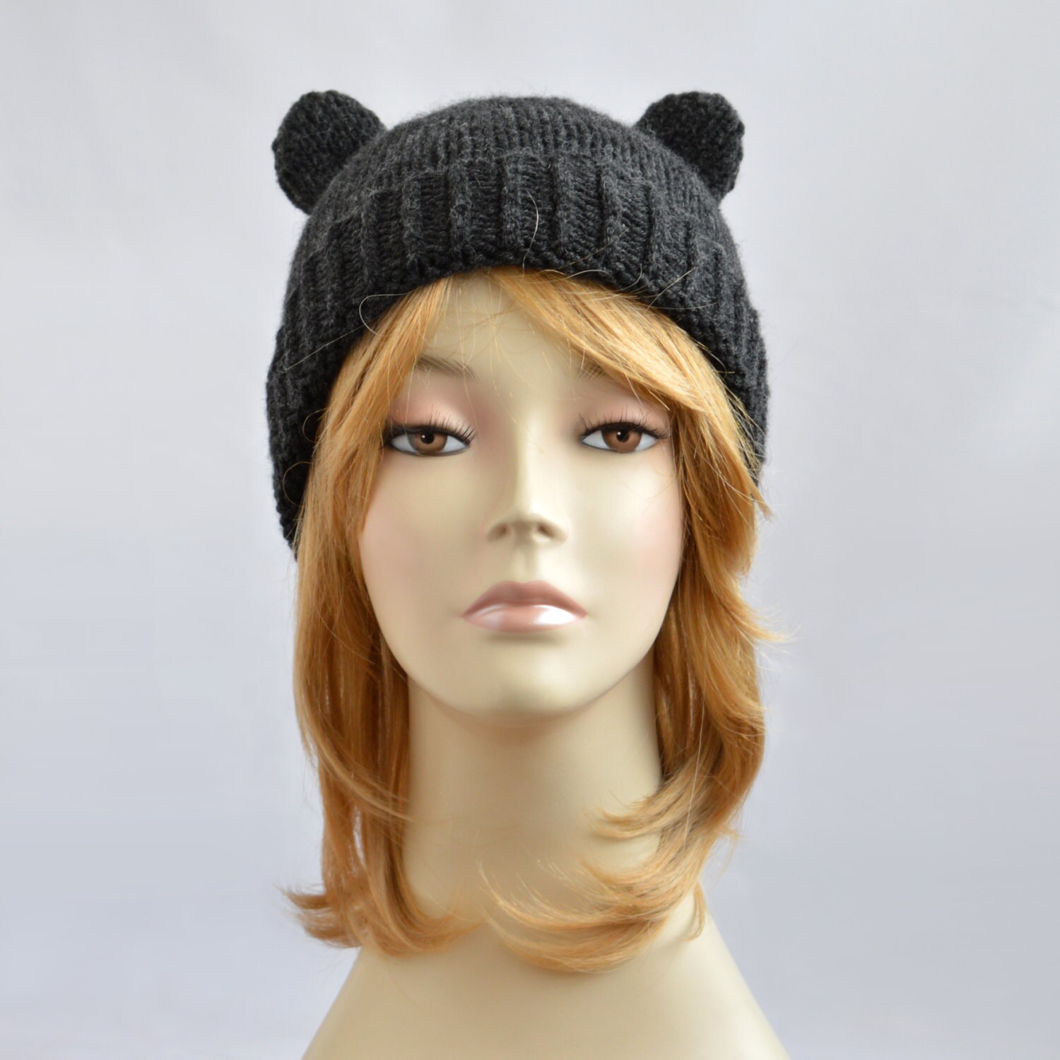 Black Bear Hat Knit Bear Ear Hat or Bear Beanie Womens Bear Etsy