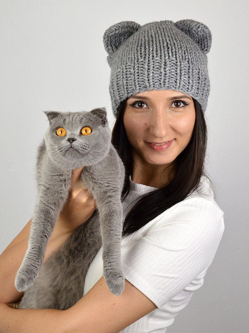 Lop-eared Cat Ear Beanie Cat Hat Scottish Fold Flap-eared Cute Hat