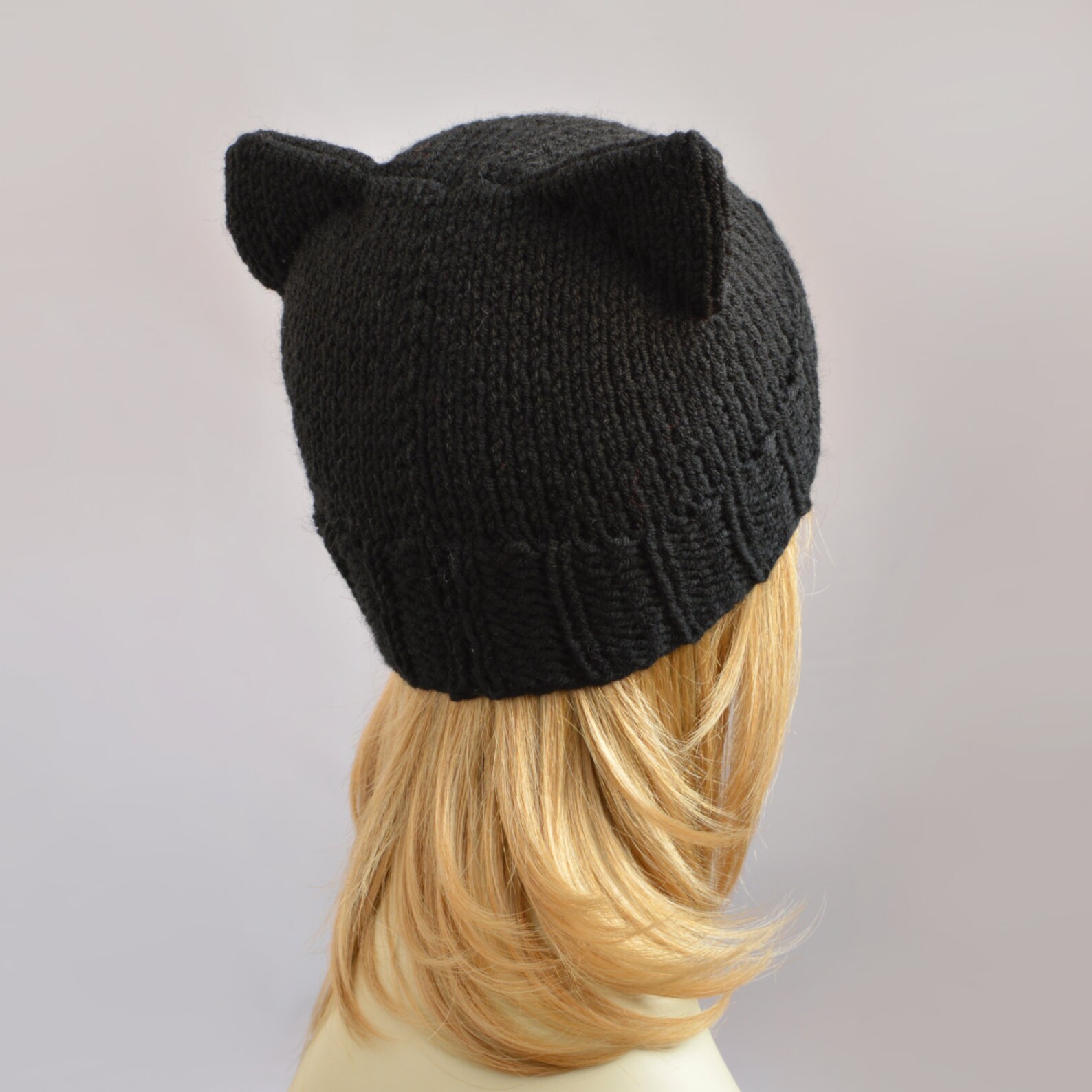 Black Cat Hat Knit Cat Ear Hat or Cat Beanie Womens Cat Hat Etsy
