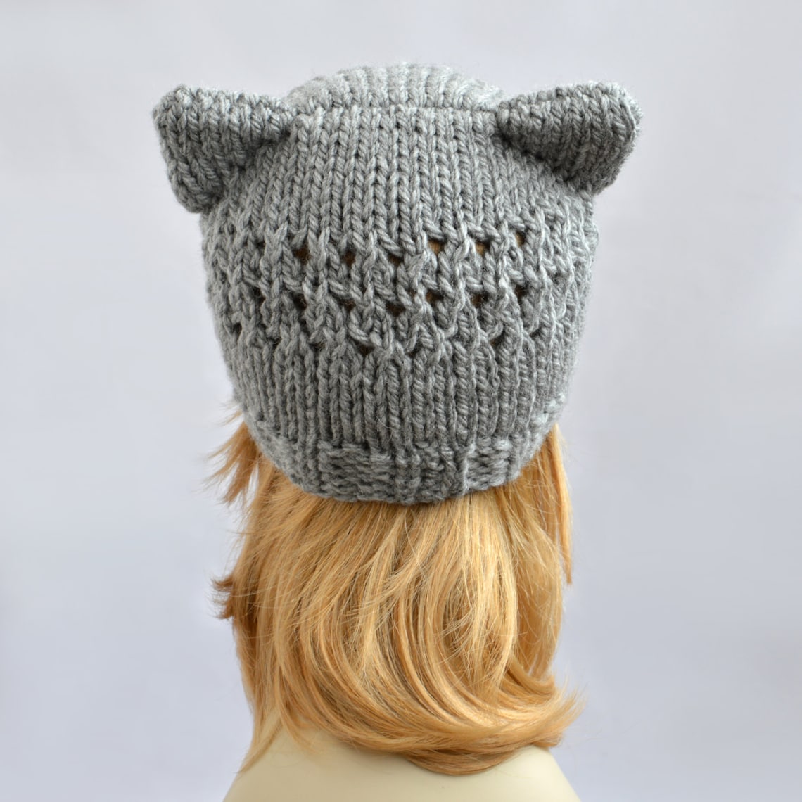Gray Cat Hat Knit Cat Ear Hat or Cat Beanie Womens Cat Hat Etsy