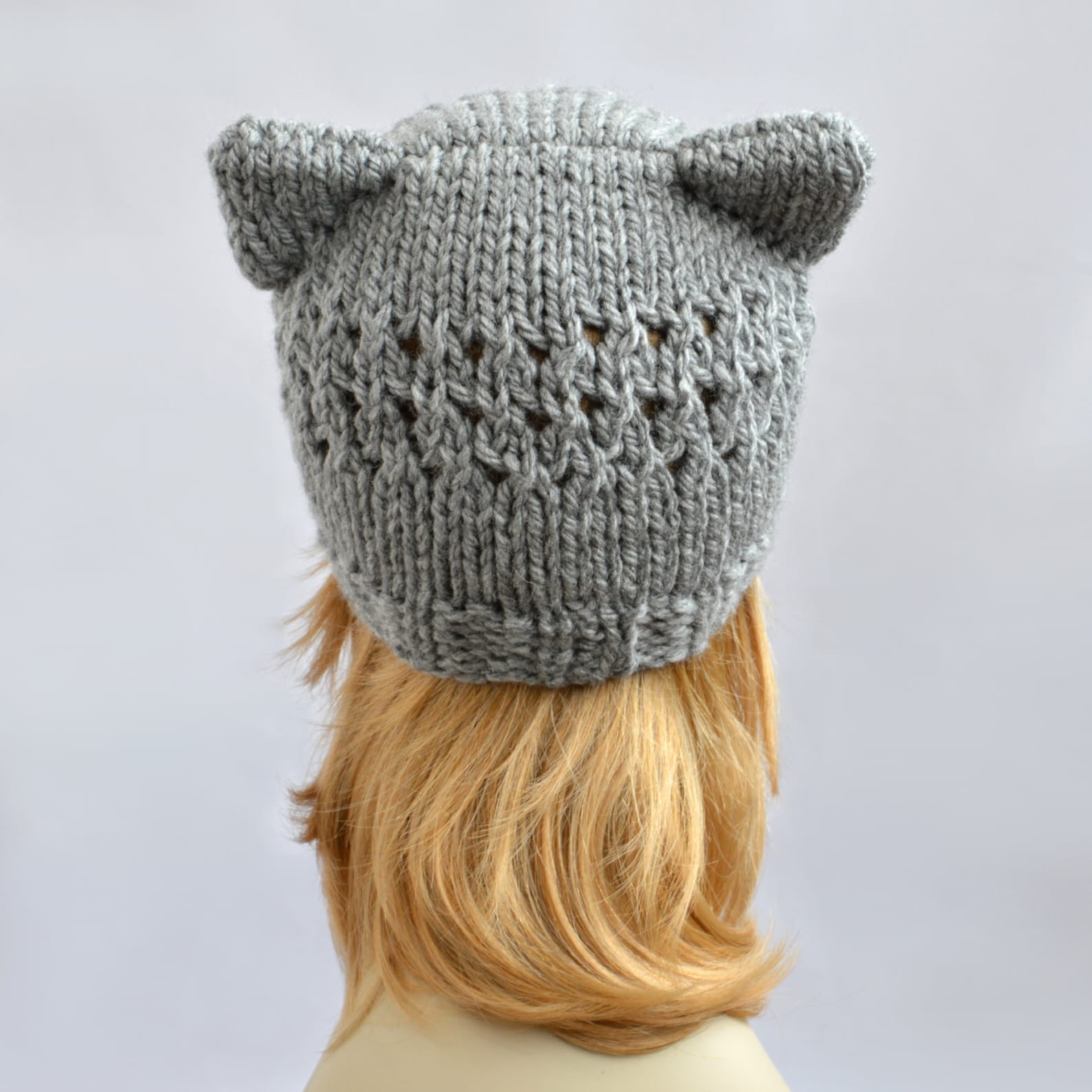 Gray Cat Hat Knit Cat Ear Hat or Cat Beanie Womens Cat Hat Etsy