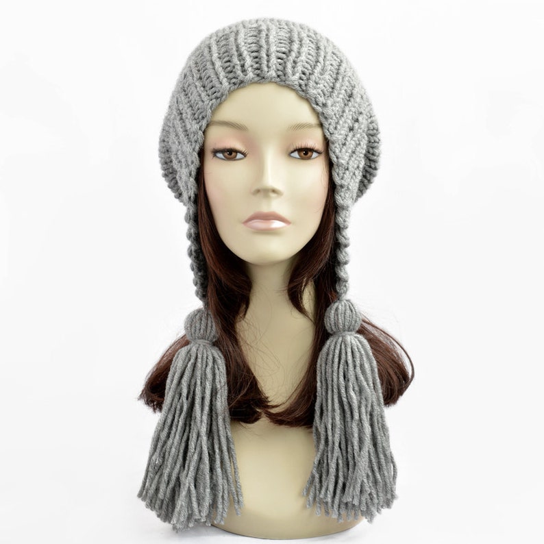 Tassel Hat Hand Knitted Hat Womens Hat Slouchy Beanie Etsy