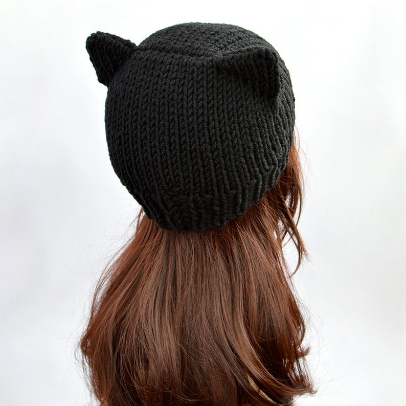 Black Cat Hat Cat Ears Cat Ear Hat Womens Cat Beanie Cat Etsy