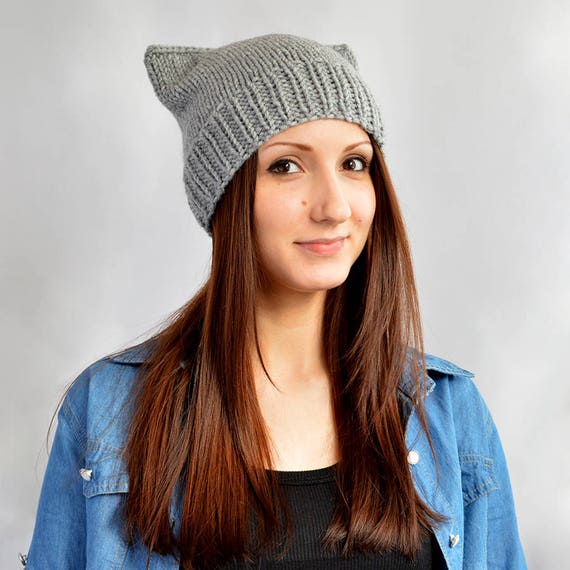 Cat Hat Womens Hat Cat Ear Beanie Cat Ears Bonnet Femme Bonnet Chat Ear Hat  Strickmütze Katze Ears Beanie Knit Hat Mütze Katze Knit Beanie 