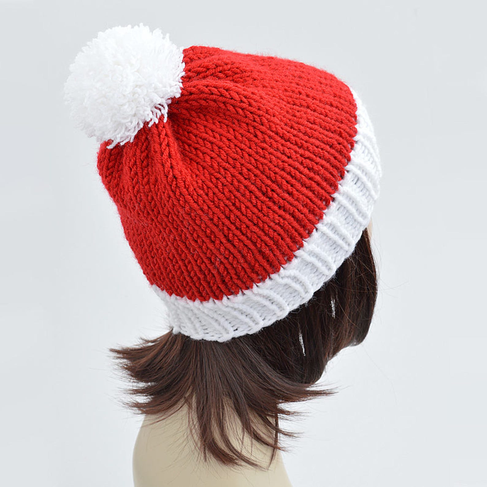 Christmas Hat Knitting Pattern // PDF Santa Hat Pattern Pom  Etsy