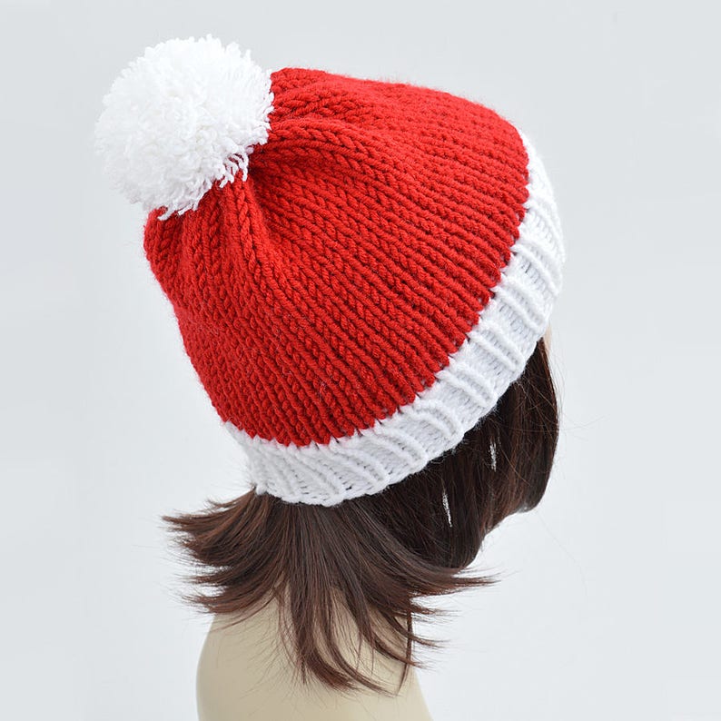 Christmas Hat Knitting Pattern // PDF Santa Hat Pattern Pom Etsy
