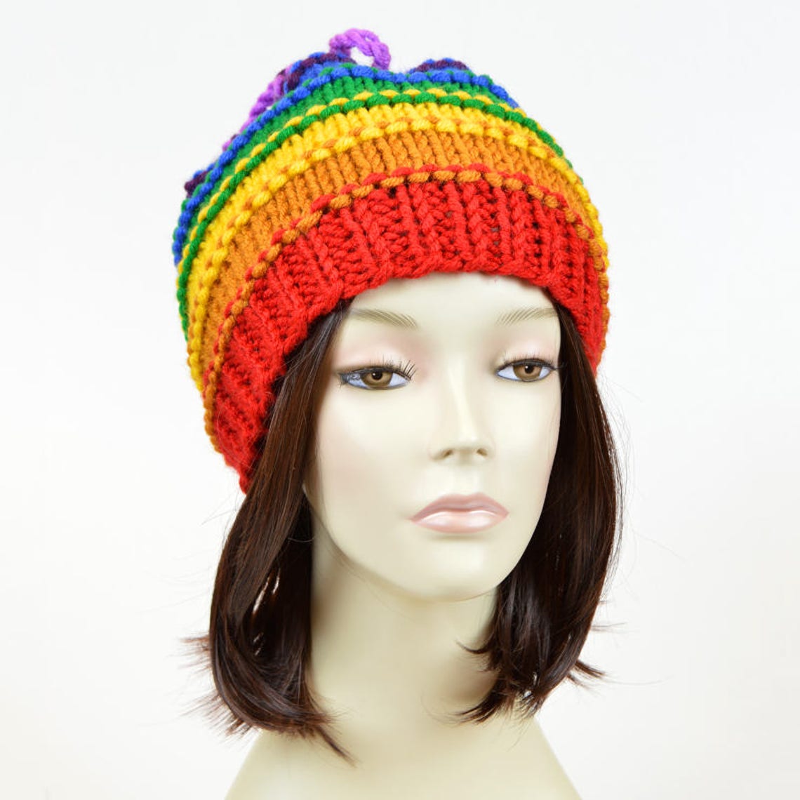 Rainbow Hat Pattern // Ponytail Hat Pattern Scarf Pattern Etsy