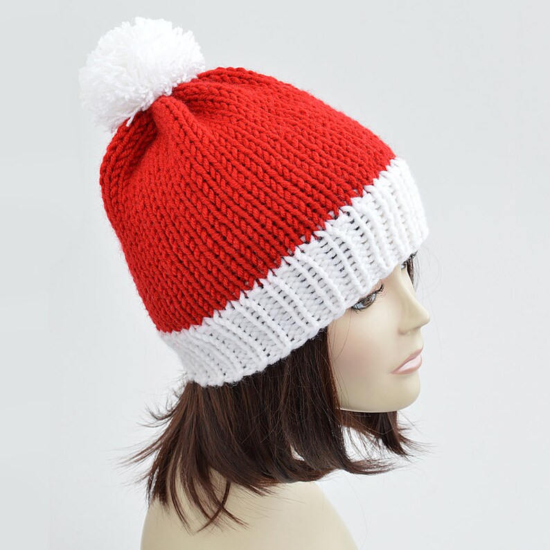 Christmas Hat Knitting Pattern // PDF Santa Hat Pattern Pom Etsy