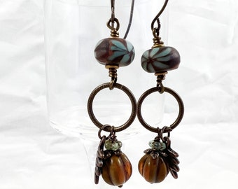 Earrings, Autumn Equinox, Orange