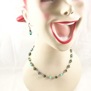 Czech Glass Necklace and Earrings Set, Sea Breeze Color Mix