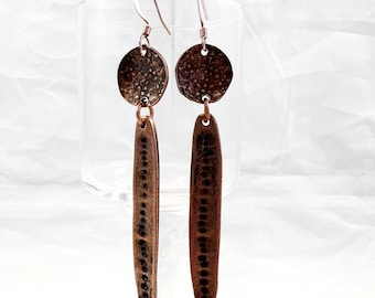 Earrings, Copper, Double Drop