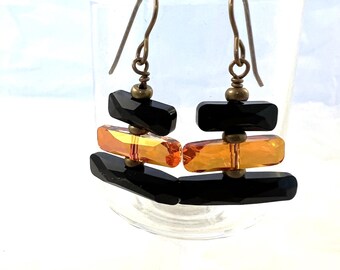 Earrings, Swarovski Crystal, Spooky Stack