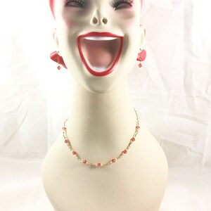 Swarovski Crystal Necklace and Earrings Set, Padparadscha and Silk Crystal Jewelry