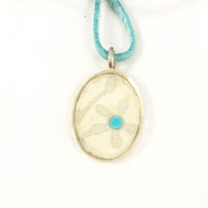 Necklace, Resin, Washi Paper, Silver Flower