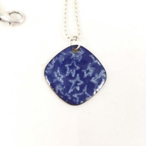 Torch-Fired Enamel Blue and White Stars Necklace