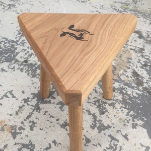 The Fine Wooden Articles Childs Solid Oak Personalised Engraved Milking Stool image 4