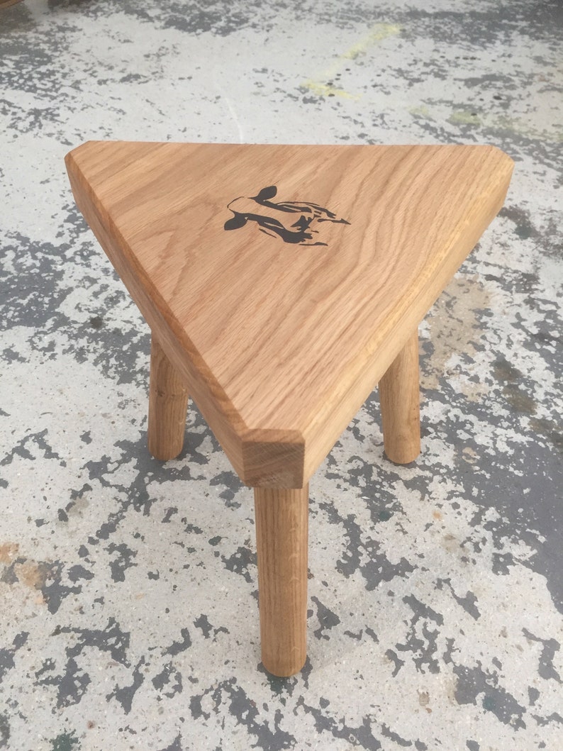 The Fine Wooden Articles Childs Solid Oak Personalised Engraved Milking Stool image 4