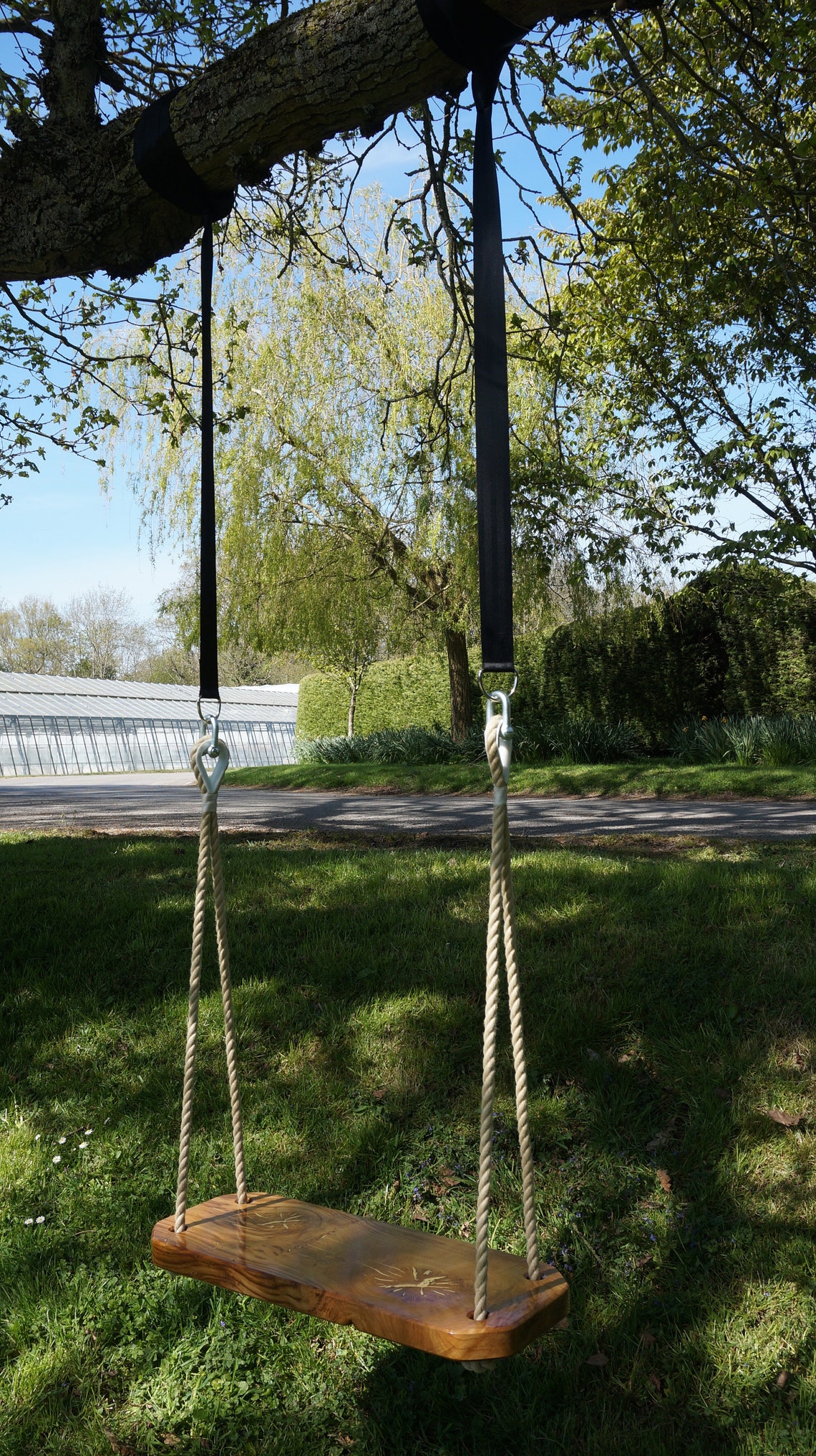 Sawn Edged Solid Oak Tree Swing. Contemporary Adult Size. Wood Tree Swing Etsy