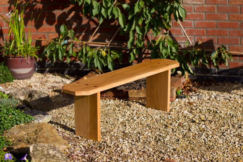 The Fine Wooden Article Personalised Engraved Solid Oak Garden Bench Medium image 1