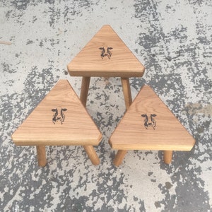 The Fine Wooden Articles Childs Solid Oak Personalised Engraved Milking Stool image 6