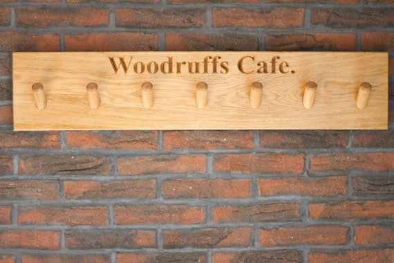 Personalised Wooden Peg Coat Rack Rail Hook by the Fine Wooden