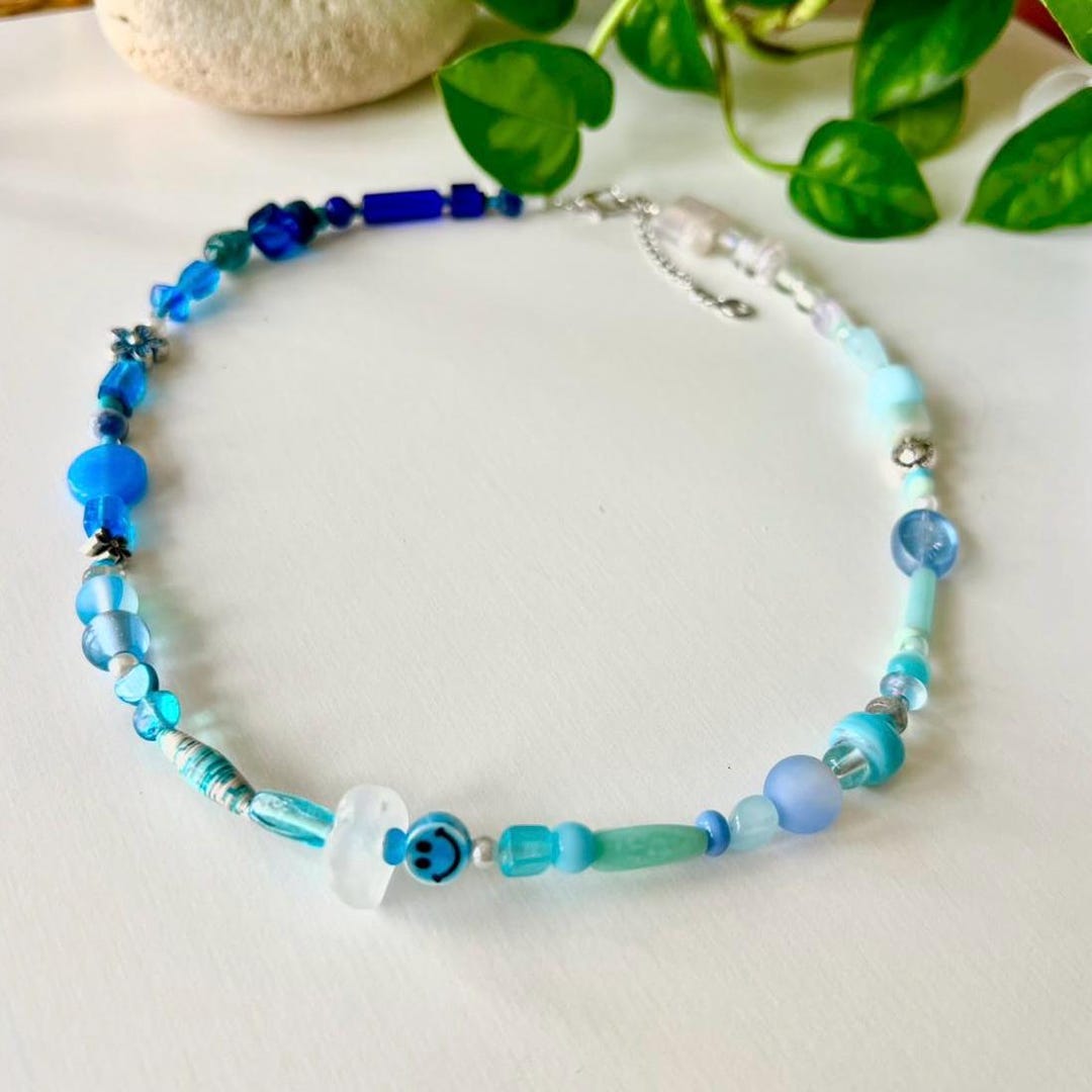 Clear Lake Michigan Beach Glass Beaded Necklace | Sea Glass Jewelry ...