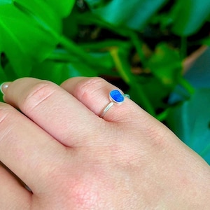 Sz 5.5 Sterling Silver Blue Lake Michigan Beach Glass Ring | Sea Glass Jewelry | Beach Glass Jewelry | Gift | Sea Glass Ring | Unique