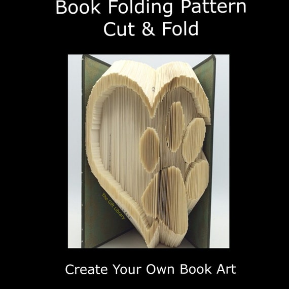 Book Folding Patterncut & Fold Dog Paw Print in Heart Etsy UK