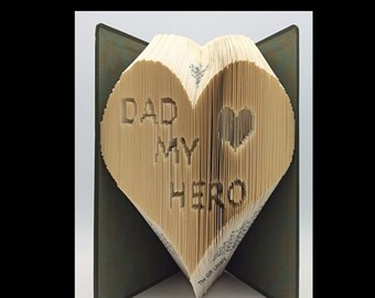PATRÓN de plegado de libros cortados y doblados ~ Papá, Día del padre, Papá mi héroe, Mark, mide, corta y dobla