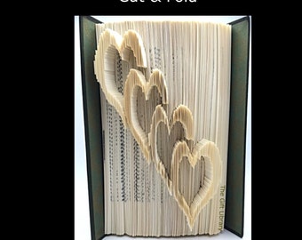 Cut & Fold Book Folding PATTERN~  4 Hearts, Love, Marriage, Romance, Valentines