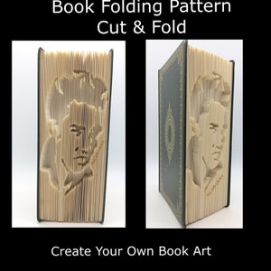 Folded Book Art Pattern -Elvis Presley Pattern to create your own folded book art-Book Folding pattern, Mark measure cut and fold