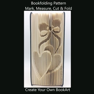 Book Folding PATTERN~Cut & Fold ~  2 Hearts Bow