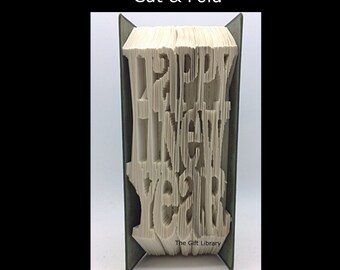 Patrón de plegado de libro "Feliz Año Nuevo": Cortar y doblar (Patrón PDF)