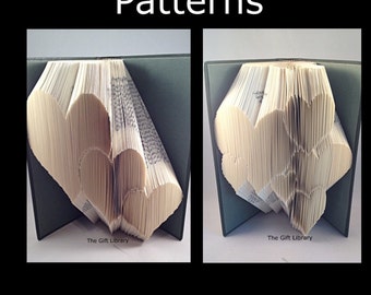 Folded Book Art Pattern -  2 heart  Patterns to create your own folded book art-Book Folding pattern