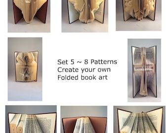 8 Patterns for Book folding patterns, book art,  to create your folded books