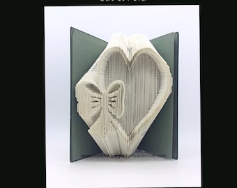 PATRÓN de plegado de libro ~ Cortar y doblar ~ Corazón con lazo