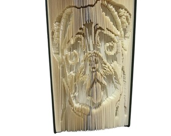 Patrón para doblar un libro con diseño de perro pug - Corta y dobla