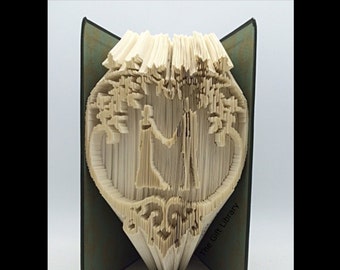 Cut & Fold Book Folding PATTERN~  Wedding Couple in Heart, Shabby Chic, ,Birds, Wedding