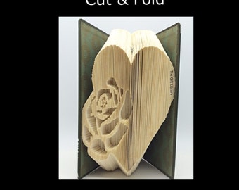 Book Folding PATTERN~Cut & Fold ~  Rose Heart