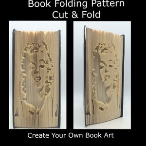 Folded Book Art Pattern -Marilyn Monroe Pattern to create your own folded book art-Book Folding pattern, Mark measure cut and fold