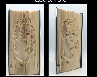 Folded Book Art Pattern -Marilyn Monroe Pattern to create your own folded book art-Book Folding pattern, Mark measure cut and fold